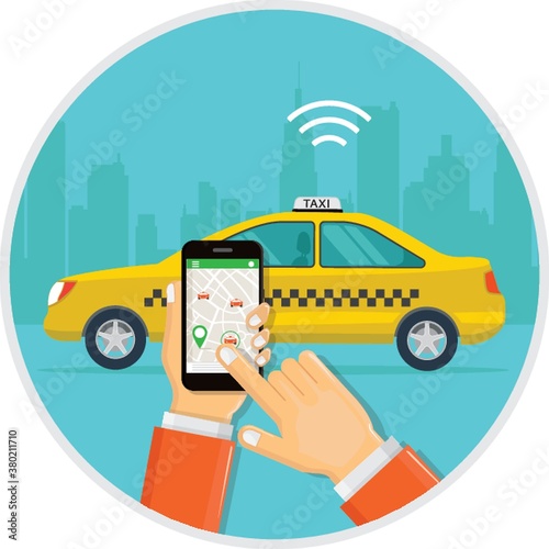 Online taxi services concept