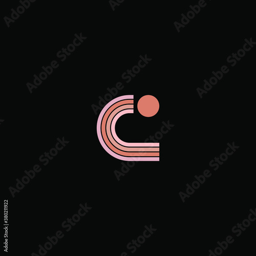 Line letter C logotype pastel colors. Unique modern for company and business identity