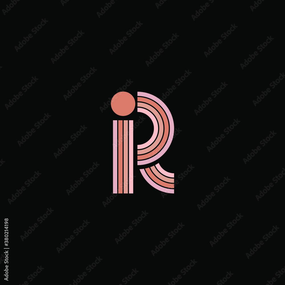 Line letter R logotype pastel colors. Unique modern for company and business identity - obrazy, fototapety, plakaty 