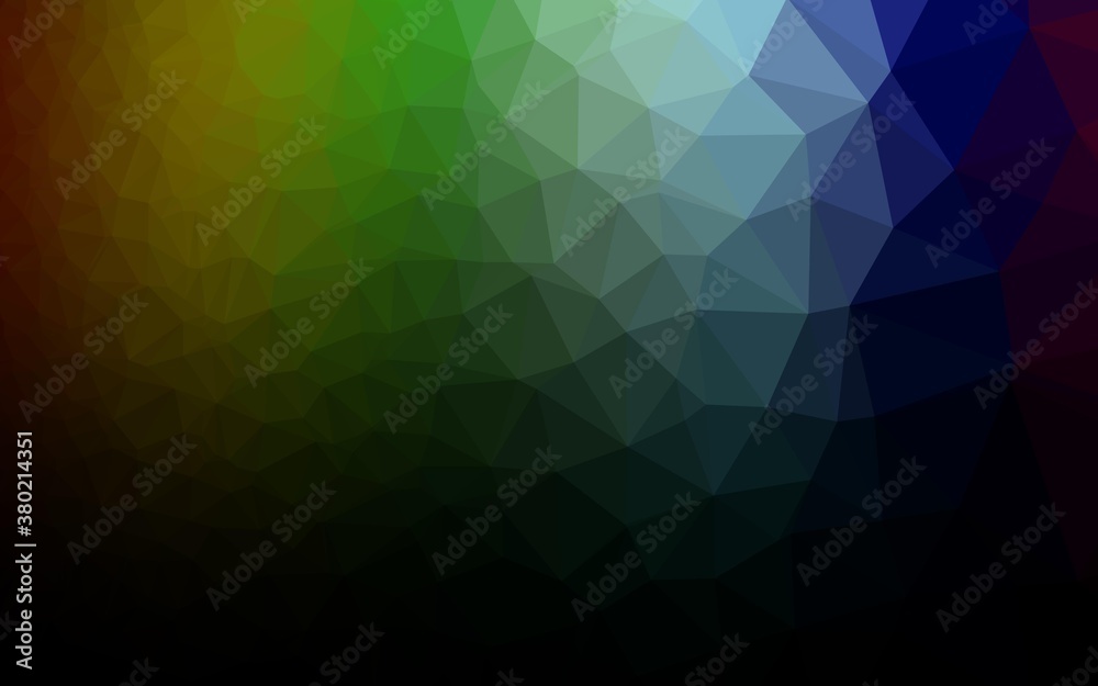 Obraz premium Dark Multicolor, Rainbow vector blurry triangle texture. A completely new color illustration in a vague style. Triangular pattern for your business design.