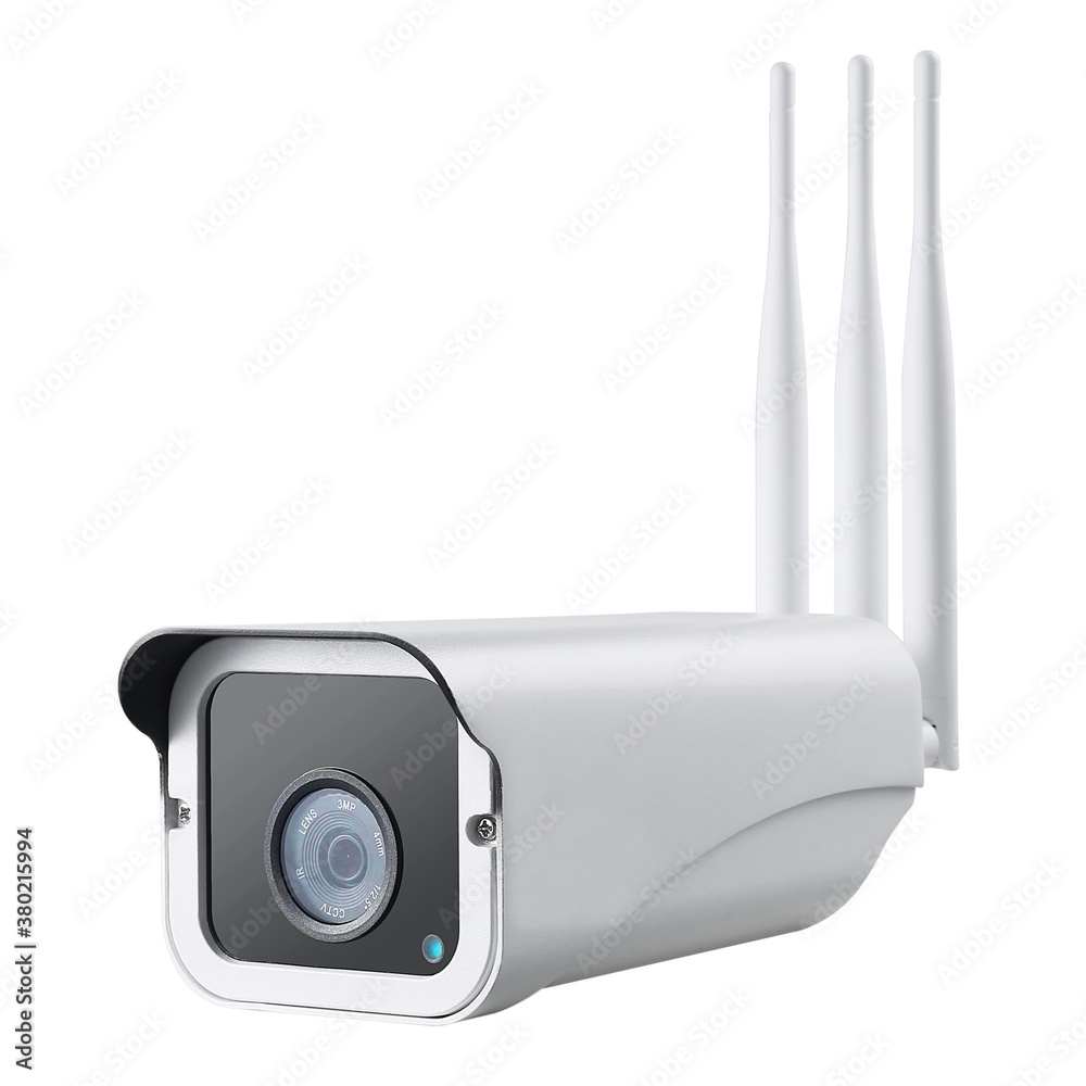 Waterproof Outdoor Security IP Camera Isolated. Wall & Ceiling Mounted