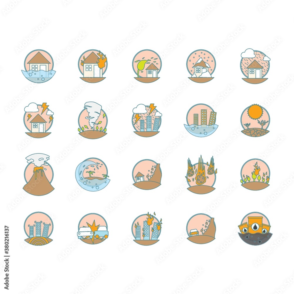 Set of natural disaster icons