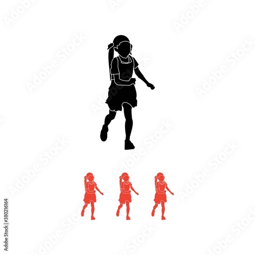 Colorful Silhouette of Kids Running Outside