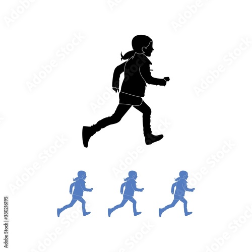 Colorful Silhouette of Kids Running Outside