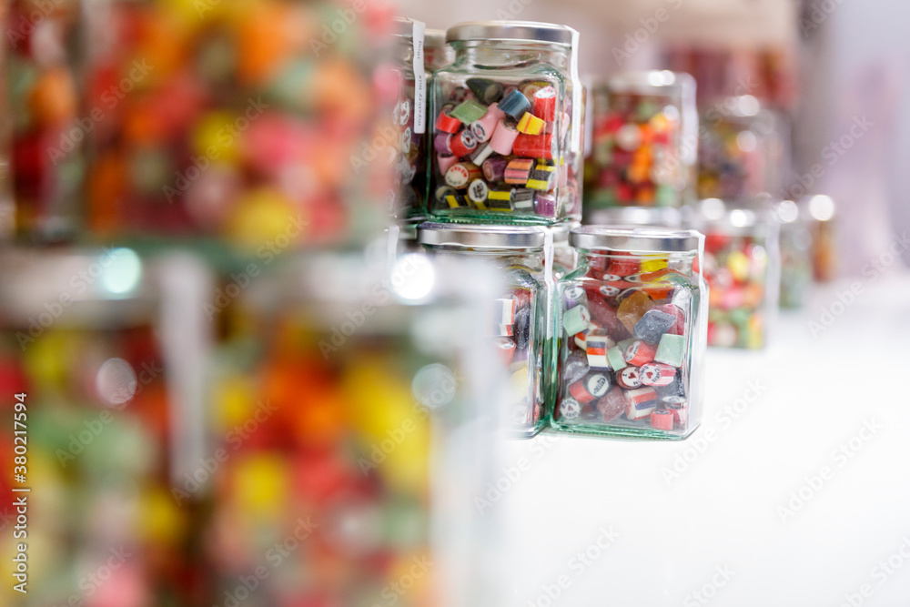 Jars of hard candy ready for sale Jars of hard candy ready for sale