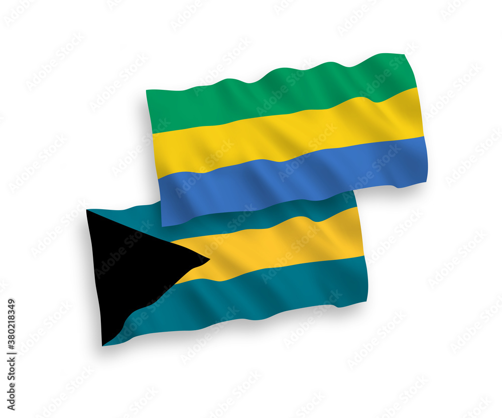 Obraz premium Flags of Commonwealth of The Bahamas and Gabon on a white background