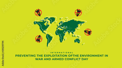 International Day for Preventing the Exploitation of the Environment in War and Armed Conflict. Vector illustration