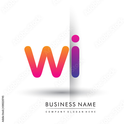 initial logo WI lowercase letter, orange and magenta creative logotype concept.