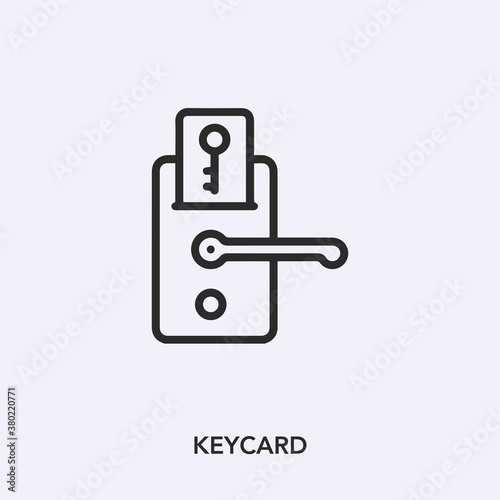 keycard icon vector. Linear style sign for mobile concept and web design. keycard symbol illustration. Pixel vector graphics - Vector. 