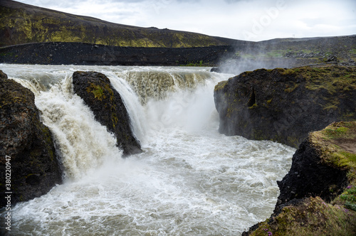 Hafragilsfoss is the very powerful waterfall on Iceland on the river Jokulsa a Fjollum.