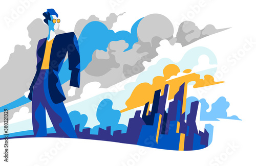 Un uomo che guarda verso il futuro per nuove opportunità