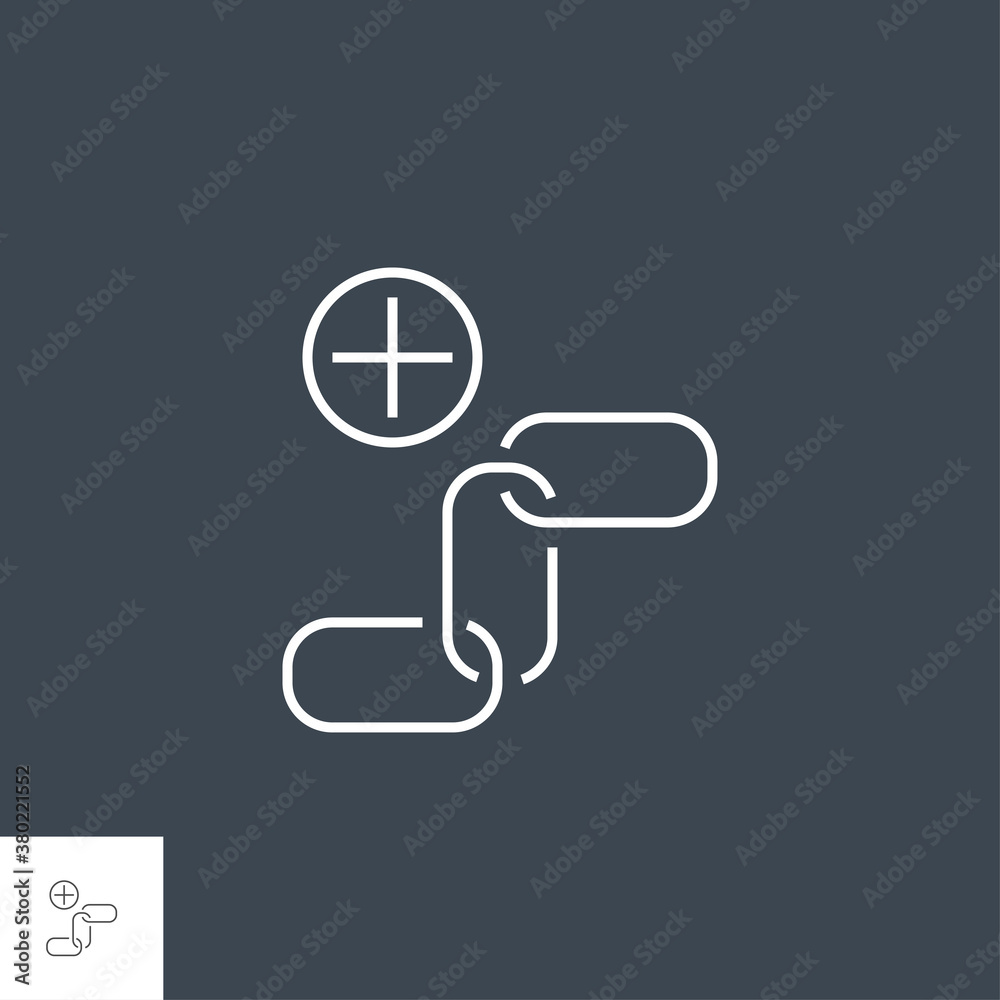 Link Building Related Vector Thin Line Icon. Isolated on Black Background. Editable Stroke. Vector Illustration.