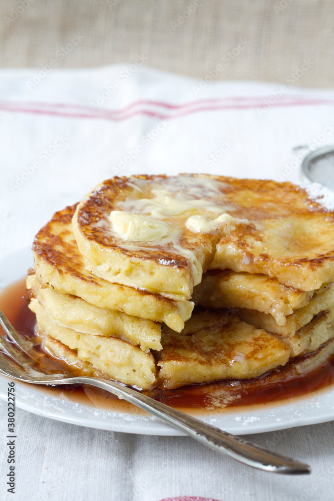 Pancakes with molten butter and maple syrup Pancakes with molten butter and maple syrup