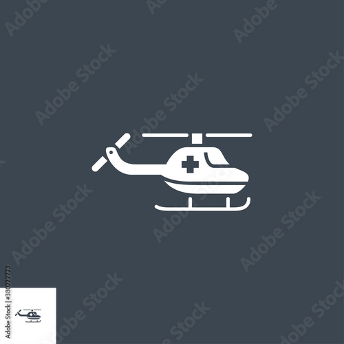 Emergency Helicopter related vector glyph icon. Isolated on black background. Vector illustration.