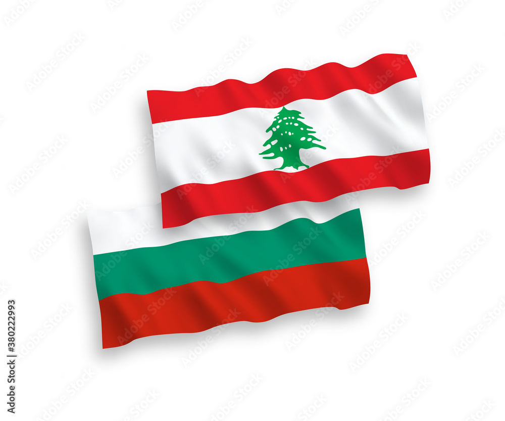 Flags of Lebanon and Bulgaria on a white background Flags of Lebanon and Bulgaria on a white background