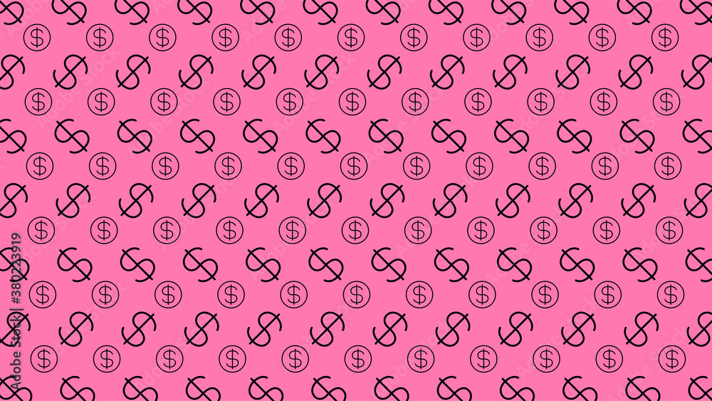Dollar money sign pattern, pink background, USD dollar currency symbol for wallpaper, dollar pattern for fabric print Dollar money sign pattern, pink background, USD dollar currency symbol for wallpaper, dollar pattern for fabric print