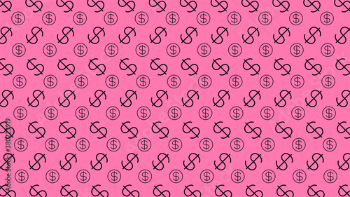 Dollar money sign pattern, pink background, USD dollar currency symbol for wallpaper, dollar pattern for fabric print