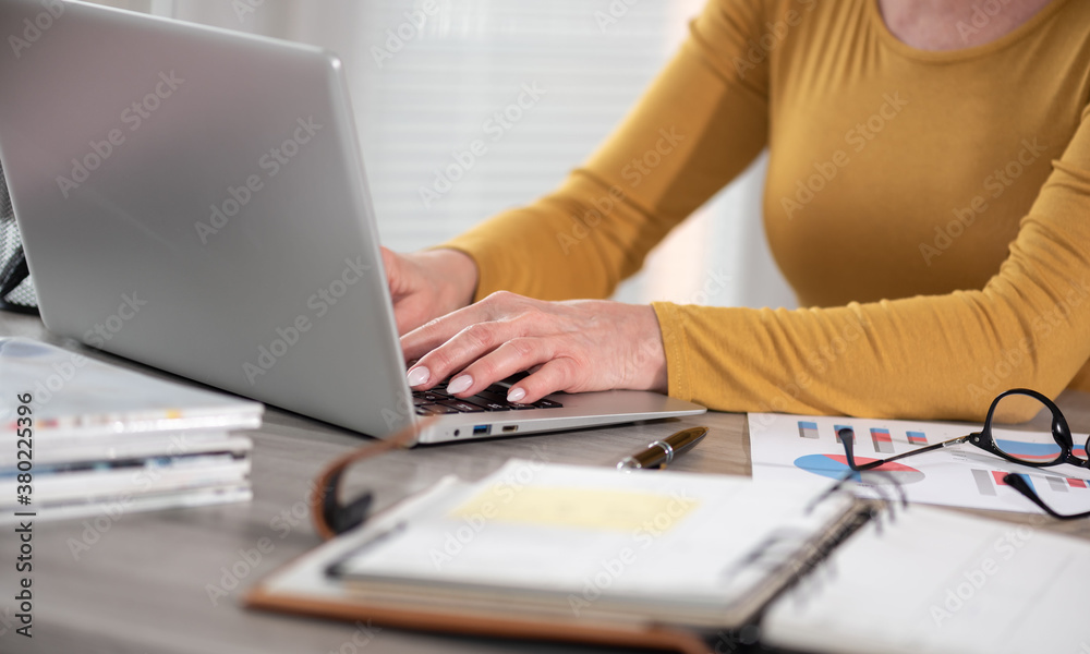 Businesswoman working on laptop