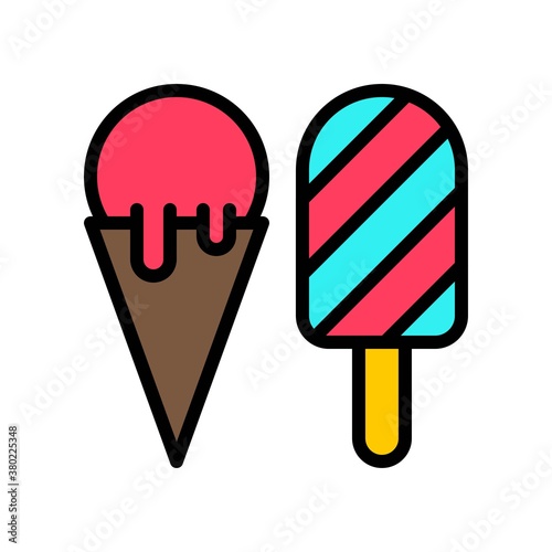 party icons related cone and kulfi with strips for party and celebration vector with editable stroke,