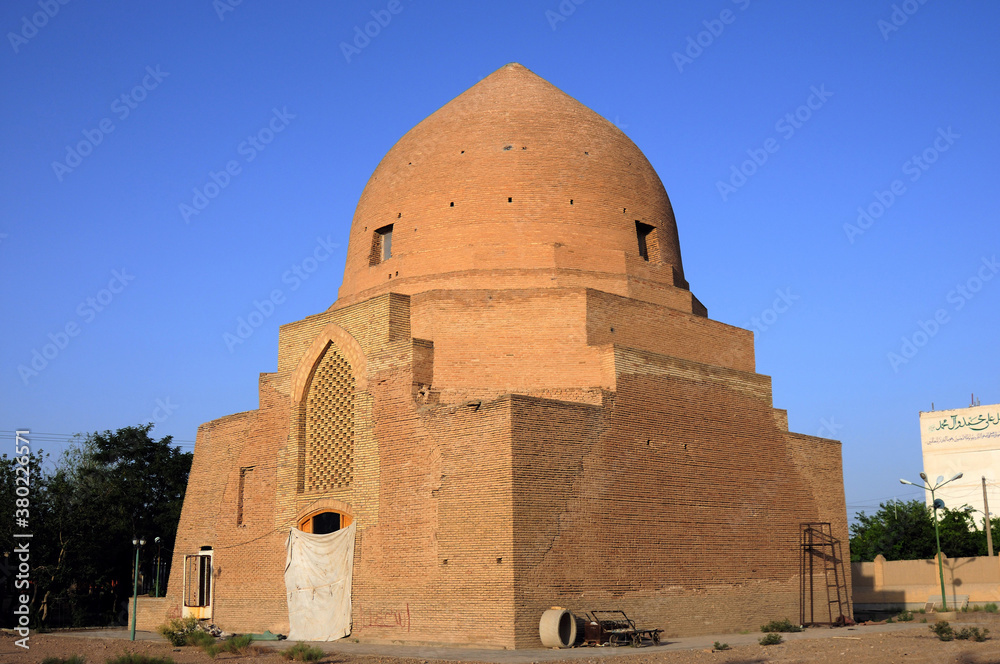 Dashti Friday Mosque was built in the 11th century during the Seljuk period. The brickwork in the mosque is striking. Dashti, Iran.