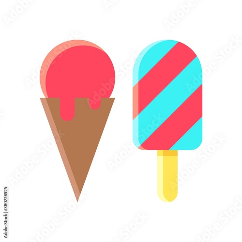 party icons related cone and kulfi with strips for party and celebration vector with editable stroke