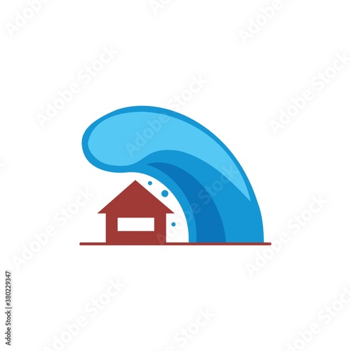 House with tsunami vector illustration