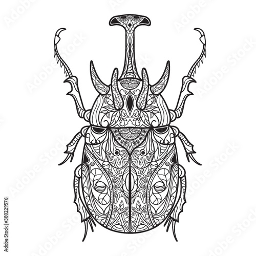 Intricate horned beetle design