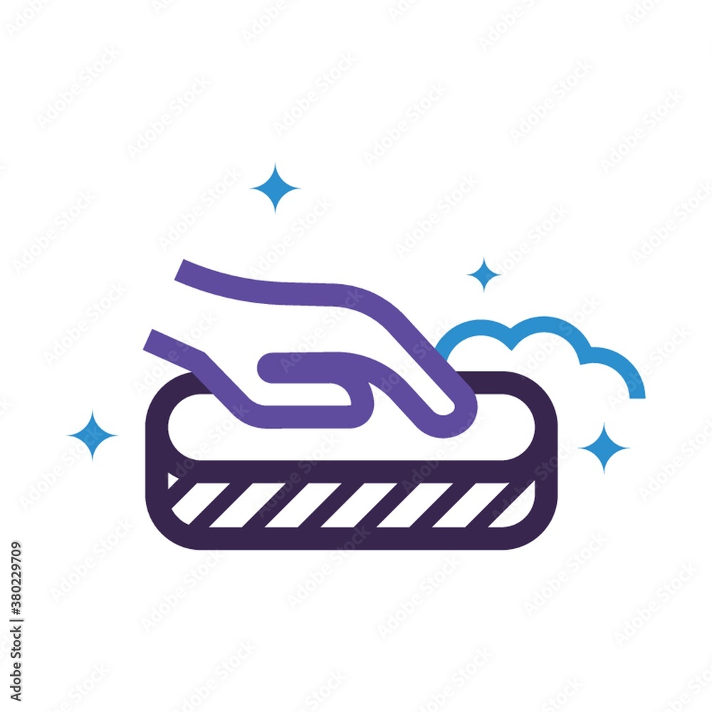 Naklejka premium Hand with sponge cleaning vector illustration