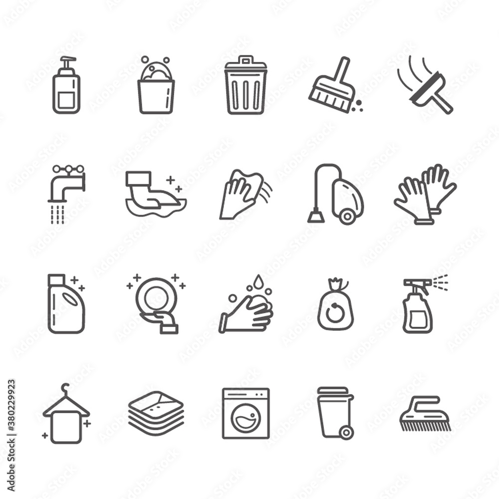 Cleaning products and icons Cleaning products and icons