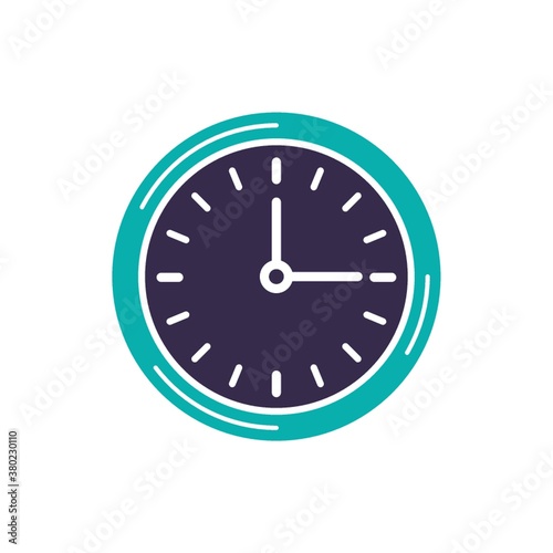 Clock with blue and black color, vector design illustration