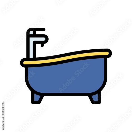 plumber icons related bathtub with valve faucet or shower vector with editable stroke,