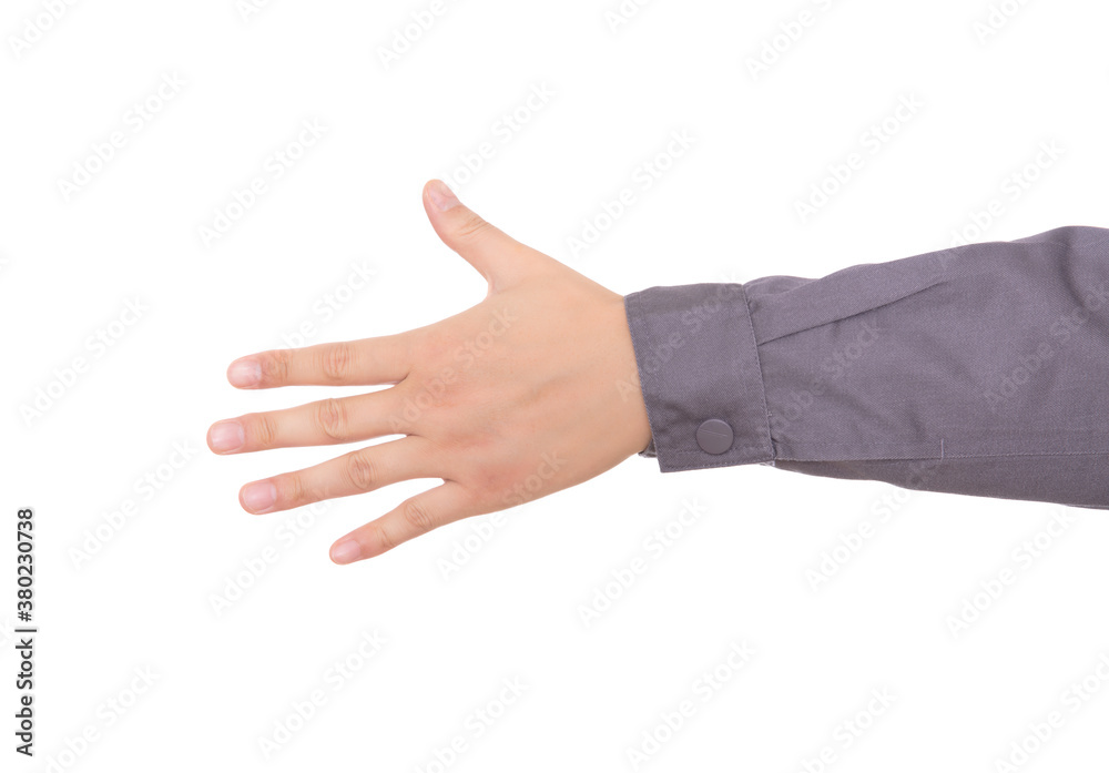Spread out five fingers of one hand in front of white background