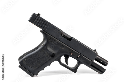 clipping path. Airsoft gun isolated on white background. BB gun
