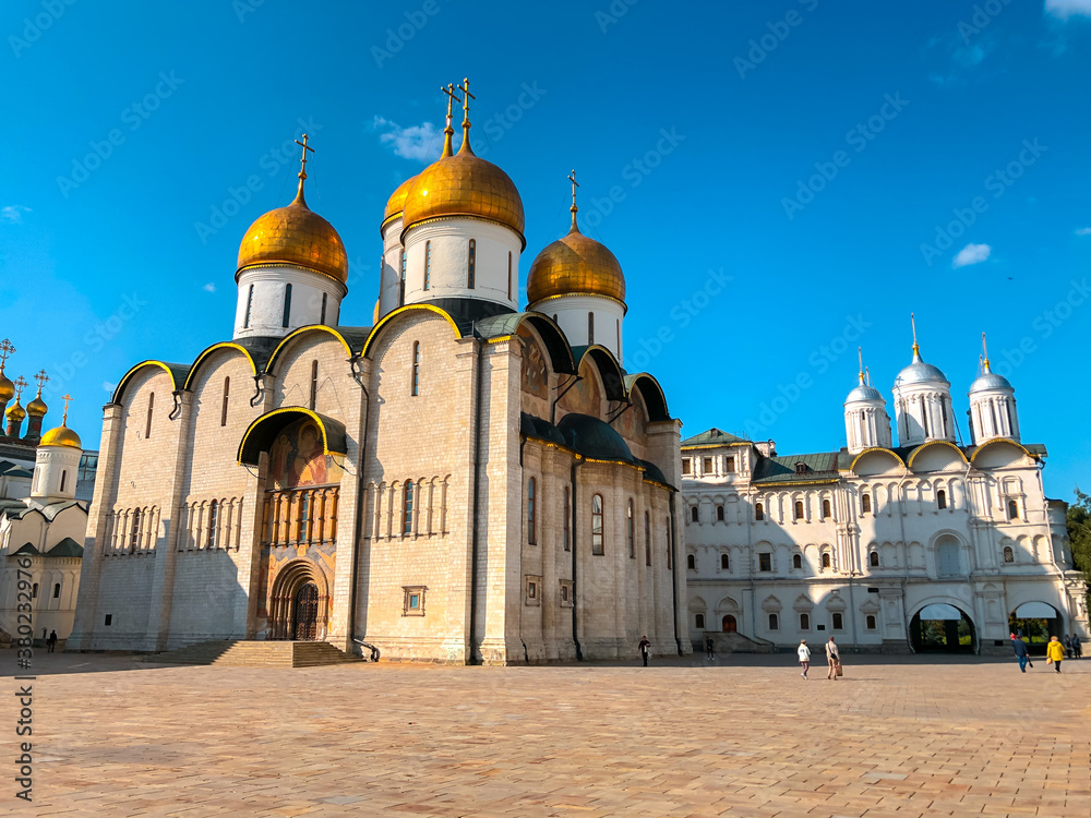 Dormition or Assumption Cathedral on the Cathedral square of the Moscow Kremlin. Moscow, Russia.