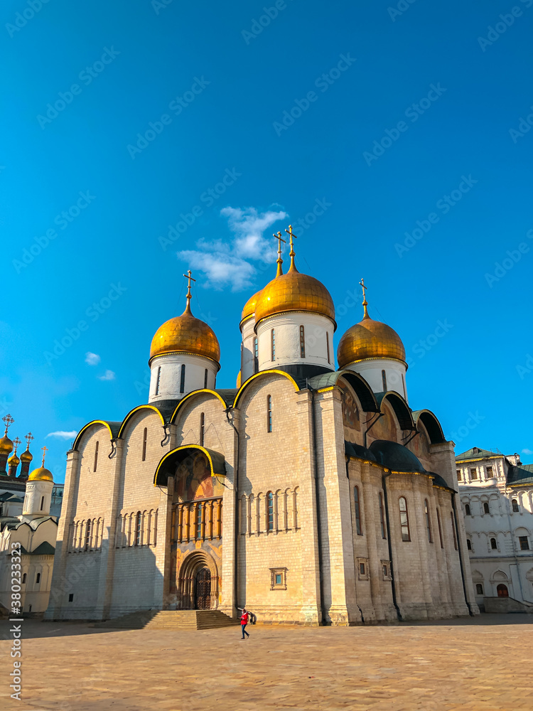 Dormition or Assumption Cathedral on the Cathedral square of the Moscow Kremlin. Moscow, Russia.
