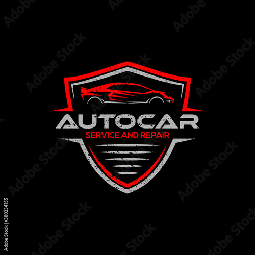 auto modification car logo badge design vector with rustic style