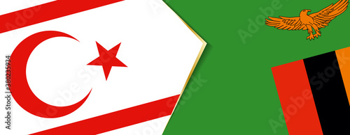 Northern Cyprus and Zambia flags, two vector flags.
