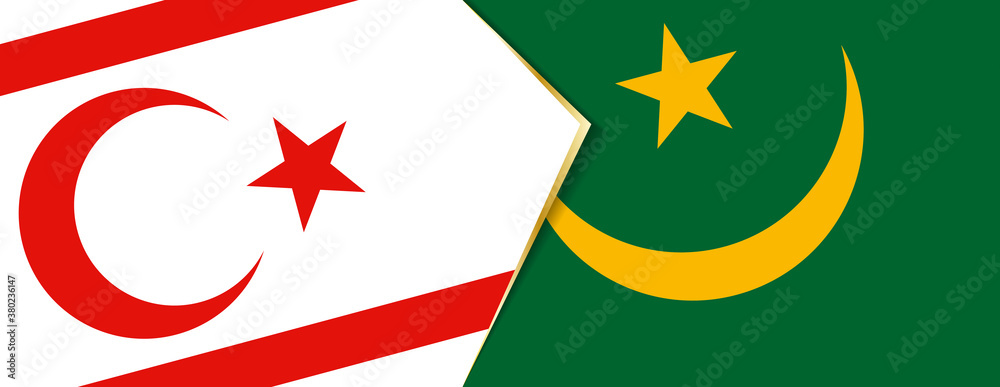 Northern Cyprus and Mauritania flags, two vector flags. Northern Cyprus and Mauritania flags, two vector flags.