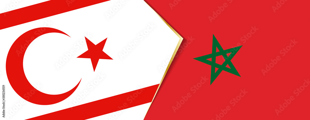 Northern Cyprus and Morocco flags, two vector flags. Northern Cyprus and Morocco flags, two vector flags.