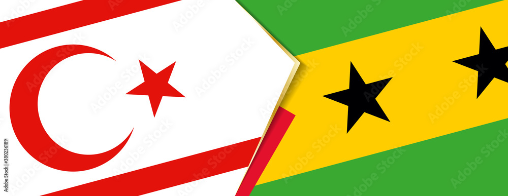 Northern Cyprus and Sao Tome and Principe flags, two vector flags. Northern Cyprus and Sao Tome and Principe flags, two vector flags.