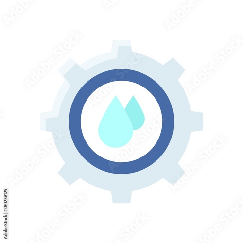 plumber icons related cogwheel, gear or setting with water drops vector in flat style,