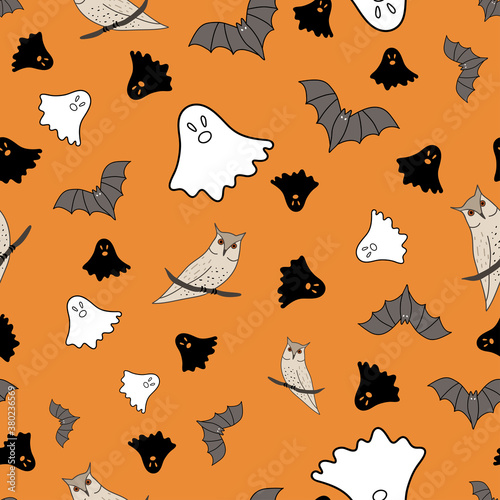 Wallpaper Mural Halloween seamless pattern on orange background Torontodigital.ca