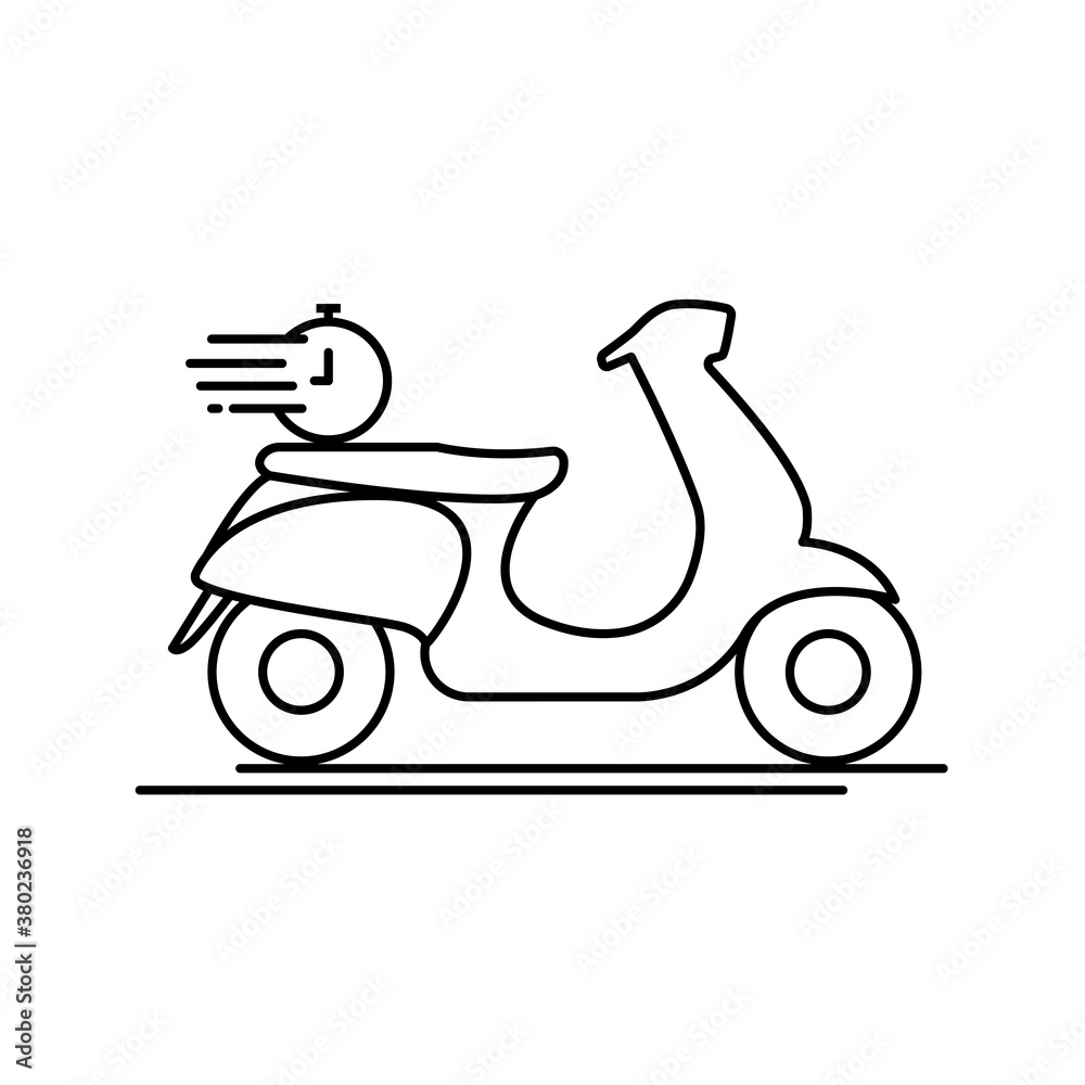 Delivery on time icon, motorcycle and time icon. Design template vector