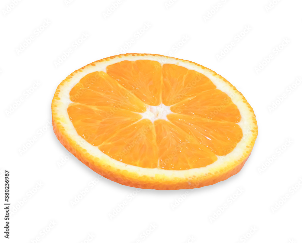Clipping path. Orange slice isolated on white background Clipping path. Orange slice isolated on white background