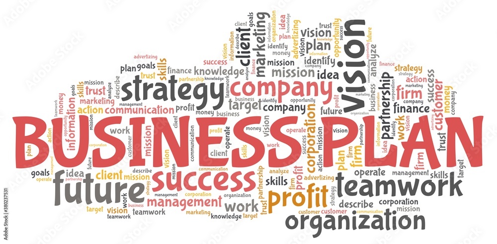 Fototapeta premium Business plan vector illustration word cloud isolated on a white background.