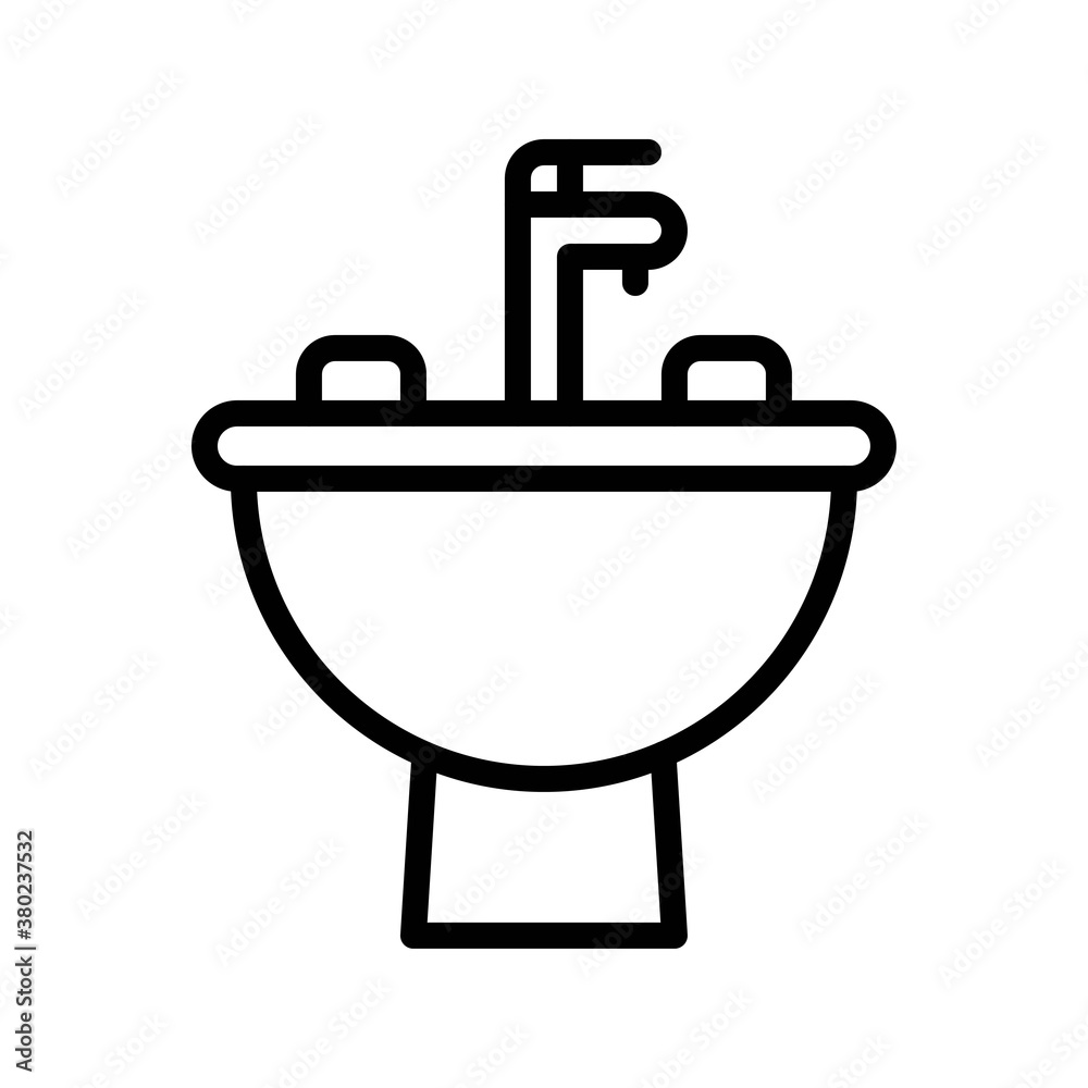 plumber icons related wall hung sink with faucet vector in lineal style, plumber icons related wall hung sink with faucet vector in lineal style,