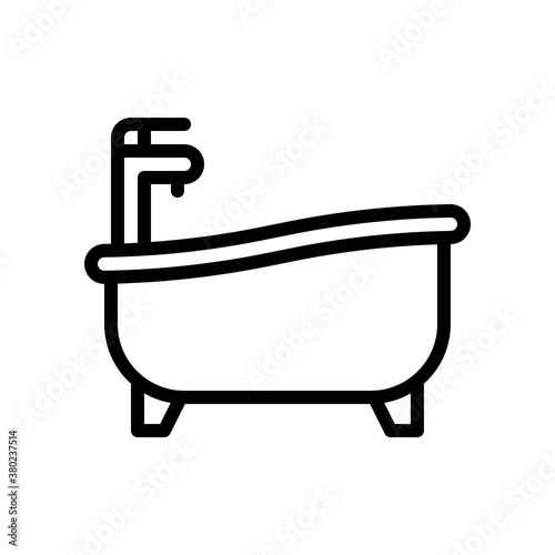 plumber icons related bathtub with valve faucet or shower vector in lineal style,