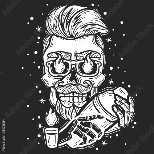 hipster skull bartender