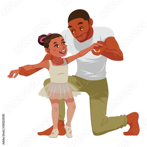 Father teaching daughter ballet