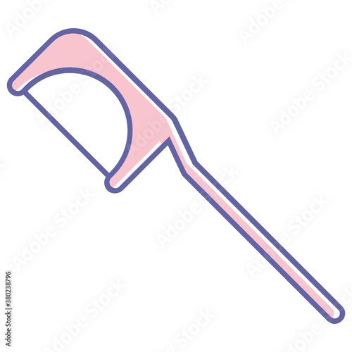 Personal Hygiene Color Icon, Dental Floss with Handle Design, Teeth Care Thread Vector Concept, 
